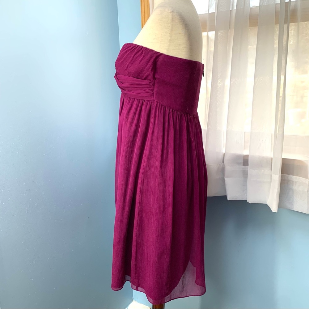 J. Crew Taryn Spiced Wine Silk Chiffon Strapless Dress - Picture 4 of 11
